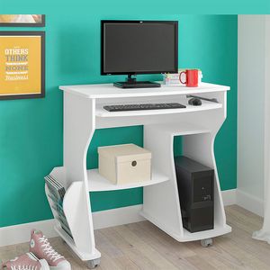 Escritorio Mesa De Computador Con Entrepaños Bertolini Color Blanco