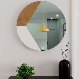 Espejo lira diám 80X80X4mm base madera
