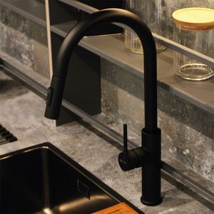 Grifería De Cocina Extensible Negro Mate Hada Cohelum Fc05