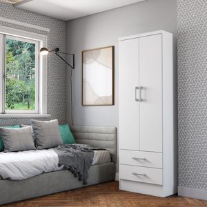 Closet Armario En Mdp 60Cm 2 Puertas 2 Gavetas Blanco