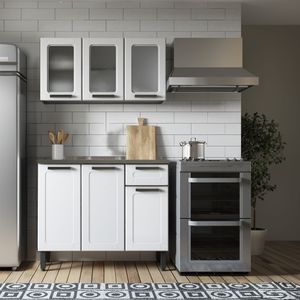Cocina Integral Simply En Acero 105Cm Incluye Lavaplatos Izquierdo Blanco