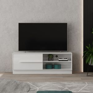 Mueble Para Tv 60" Hawai En Mdp 1 Puerta Blanco