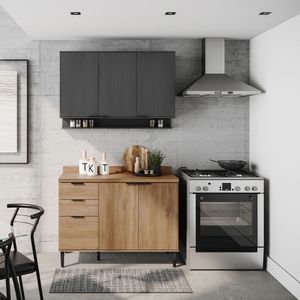 Mueble Superior Multiuso Cocina 120 Cm Mdp 3 Puertas Negro