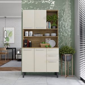 Alacena Despensa De 105 Cm Con Mesón En Mdp Beige