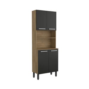 Alacena Despensa De 70 Cm Con Mesón En Mdp Negro-Roble