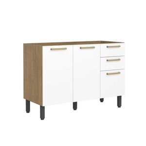 Mueble Inferior De Cocina De 120 Cm En Mdp Sin Meson Blanco