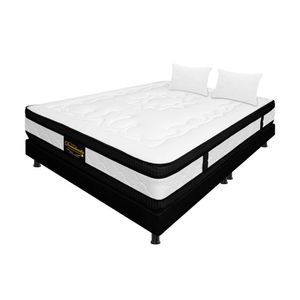Combo Colchón Queen Híbrido Resortado Negro 160Cm X 190Cm