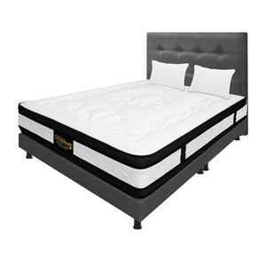 Mega Combo Colchón Queen Híbrido Espumado Gris 160Cm X 190Cm