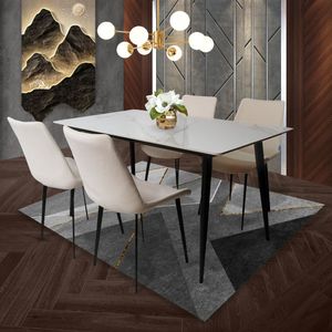 Comedor Berlín 4 puestos Beige 80 cm x 140 cm