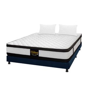 Combo Colchón Doble 140X190 Cm Resortado Atenas Azul
