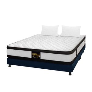 Combo Colchón Queen 160X190 Cm Resortado Atenas Azul