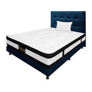 Mega Combo Colchón Sencillo Híbrido Espumado Azul 100Cm X 190Cm