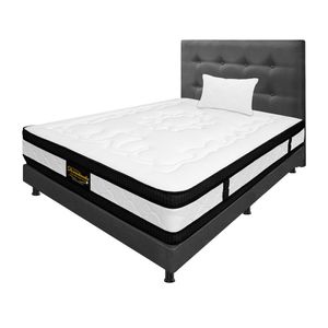 Mega Combo Colchón Sencillo Híbrido Resortado Gris 100Cm X 190Cm