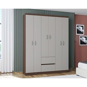 Closet Armario Lisboa 6 Puertas Chocolate/Offwhite