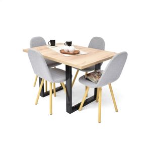 Juego de Comedor de 4 Puestos Marsella con Sillas Matiz en Tela