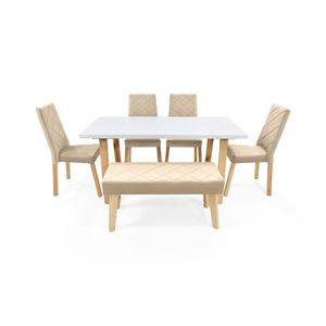 Juego de Comedor 6 Puestos Andara con Sillas y Butaco Liverpool en Tela