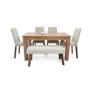 Juego de Comedor 6 Puestos Merida con Sillas y Butaco Viena en Tela