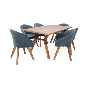 Juego de Comedor 6 Puestos Nara con Sillas Noto en Tela