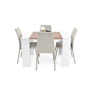 Juego de Comedor 4P Chicago Blanco Macula Silla Venecia Tela
