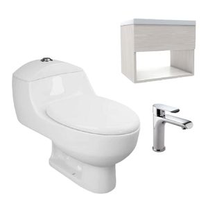 Combo Sanitario One Piece Capri Blanco Mueble Soder Y Griferia Edge