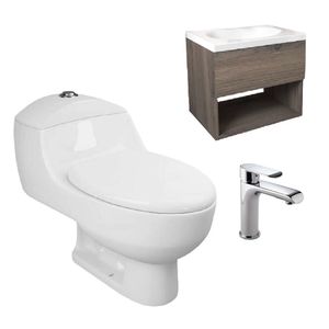 Combo Sanitario One Piece Capri Blanco Mueble Mitter Y Griferia Edge