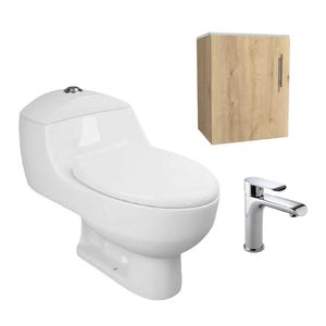 Combo Sanitario One Piece Capri Blanco Mueble Rimi Duna Y Griferia Edge
