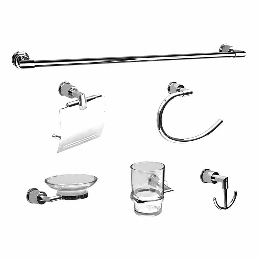 Accesorios De Baño Stella 6 Piezas Unico Plateado
