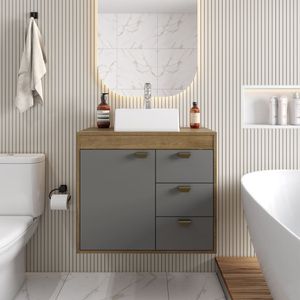 Mueble De Baño De 70 Cm En Mdp Sin Lavamanos Gris