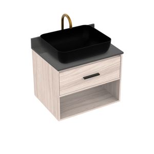 Kit Mueble Picasso Life y Mesón Quartzstone Vessel 63x48cm Natural/Gris
