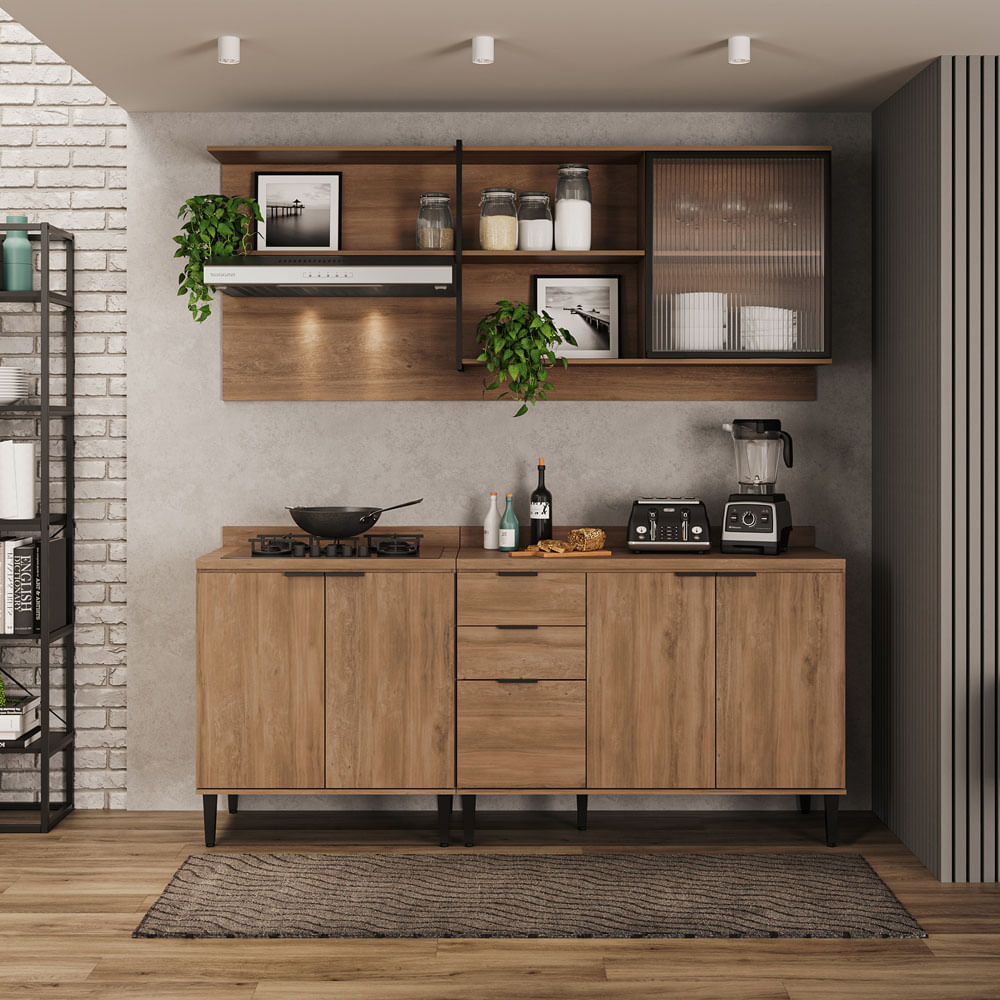 Mueble Superior Multiuso Cocina 200 Cm Mdp Estilo Industrial