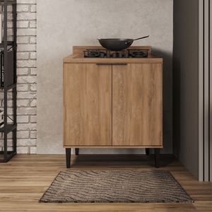 Mueble Inferior Bertolini De 80 Cm En Mdp Con Tapa Freijo