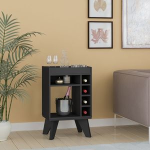 Mueble Bar 72X45Cm En Mdp Con 5 Compartimientos Negro