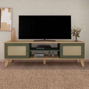 Mueble Tv 75" En Mdp Incluye Soporte Charlotte Roble Y Menta