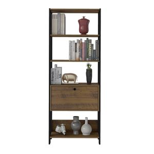Biblioteca Match 1 Puerta Mdp 166X63Cm Pino Con Negro