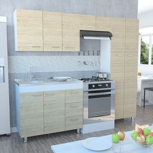 Cocina Completa Ferreti RTA Blanco + Rovere CLR 3153