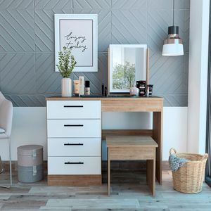 Mueble Tocador Kaia + Banca RTA TMB 5790 Miel - Blanco