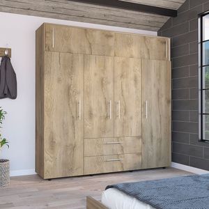 Armario Luque 200cm x 204cm x 50cm RTA Macadamia + Blanco