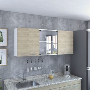 Gabinete Superior Cocina 150 Vidrio RTA Blanco + Rovere