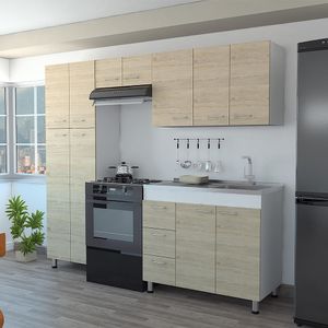 Cocina Ferreti Mueble Inferior Con Mesón Derecho Rta Blanco-Rovere CLR 2598