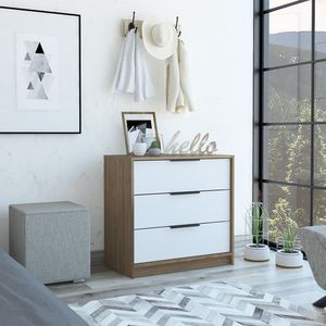 Comoda 3 Cajones Kaia Rta Miel-Blanco CMB 5348