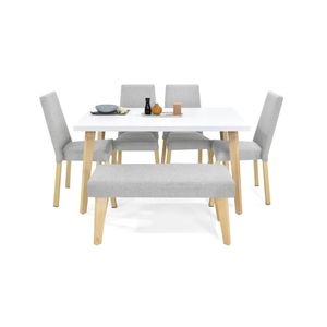 Juego de Comedor 6 Puestos Lugo Matiz con Sillas y Butaco Viena en Tela