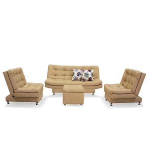 Sala Moltochic (Sofá Cama + 2 Poltronas + Puff) Beige