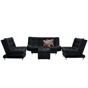 Sala Moltochic (Sofá Cama + 2 Poltronas + Puff) Negro