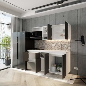 Cocina Zarel 1.80X60 Mes Marmol Gris