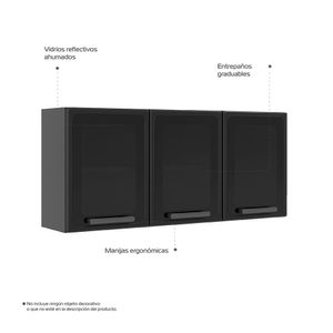 Gabinete organizador Superior de Cocina en Acero 3 puertas