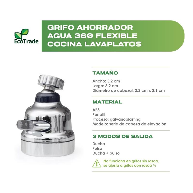 Grifo Ahorrador Agua 360 Flexible Cocina Lavaplatos Ecotrade