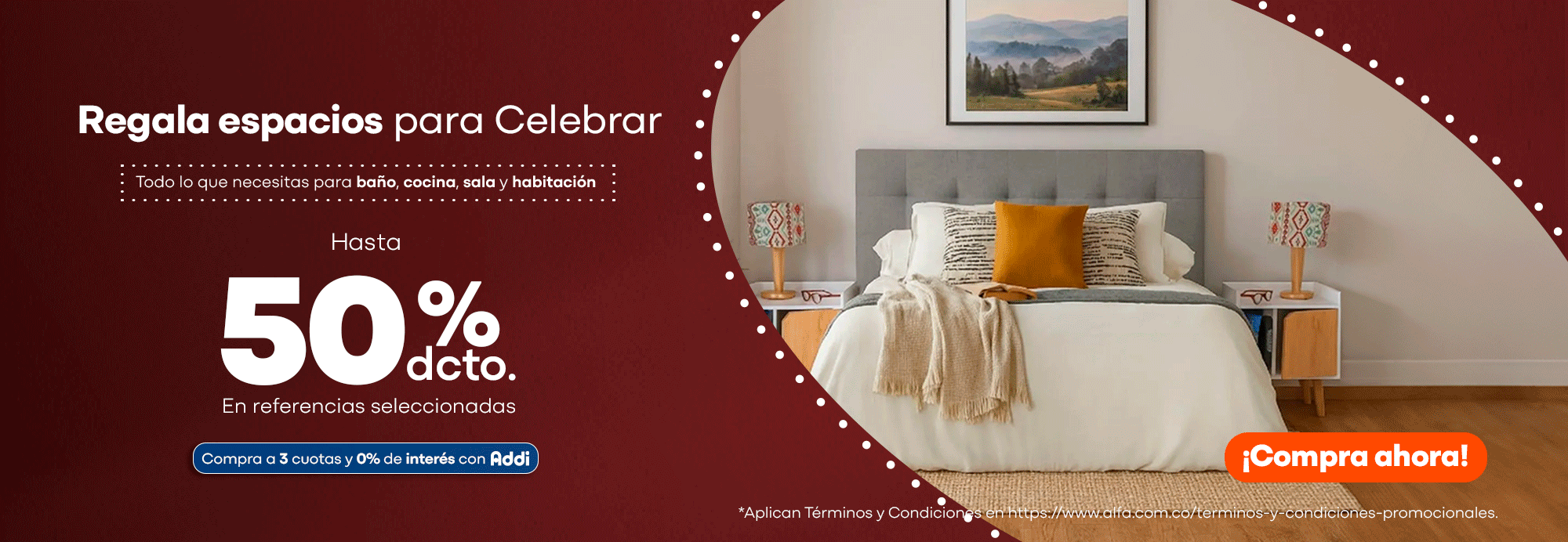 Regala espacios para celebrar ¡Hasta 50%OFF!​